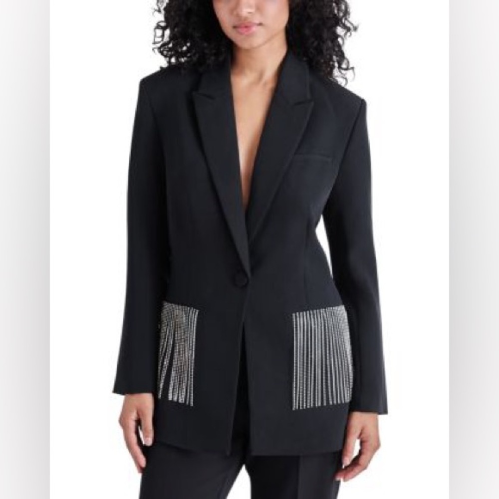 Steve Madden Elegant Black Blazer with Silver Accents